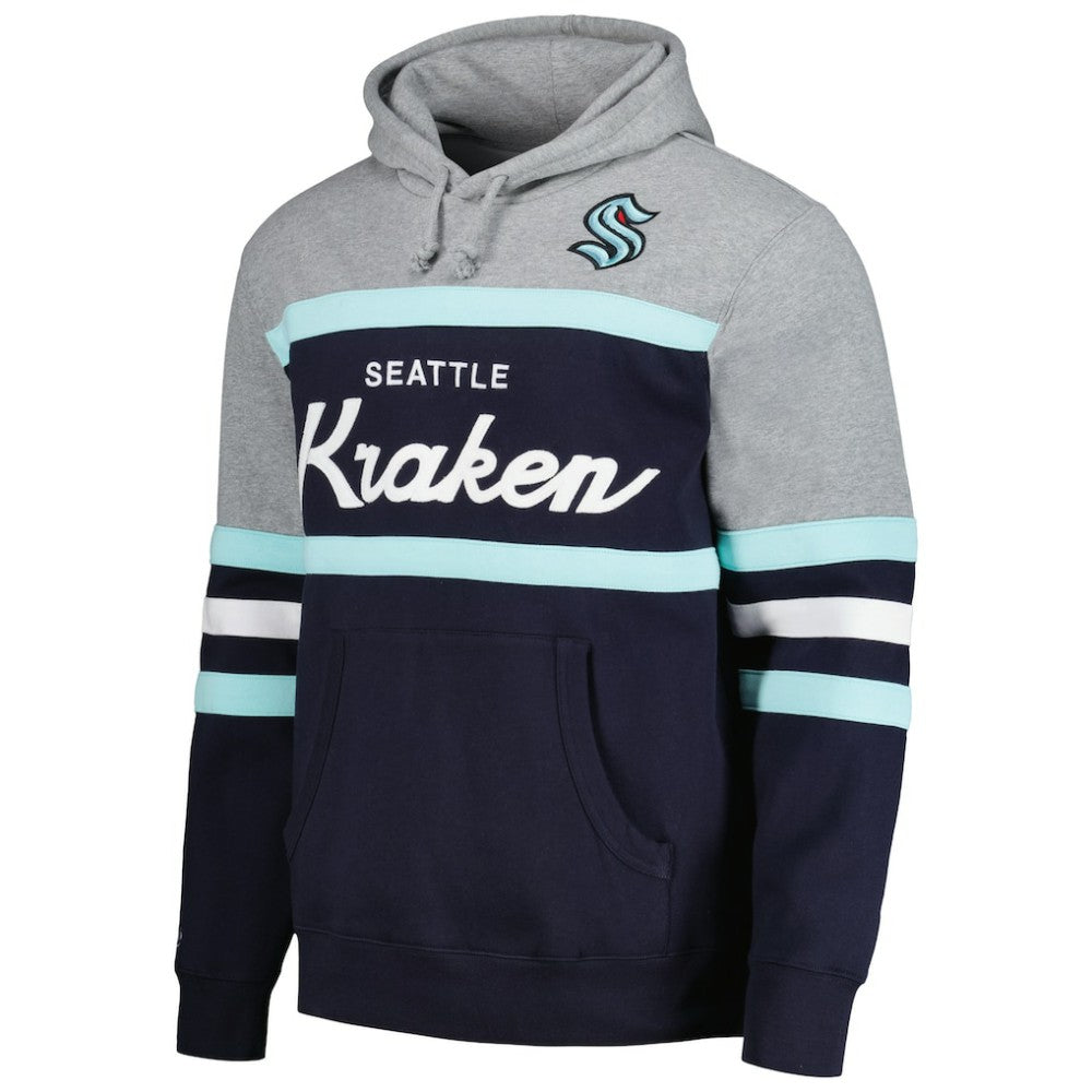 Seattle Kraken Head Coach Pullover Hoodie - Deep Sea Blue/Gray Hoodies
