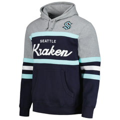 Seattle Kraken Head Coach Pullover Hoodie - Deep Sea Blue/Gray Hoodies