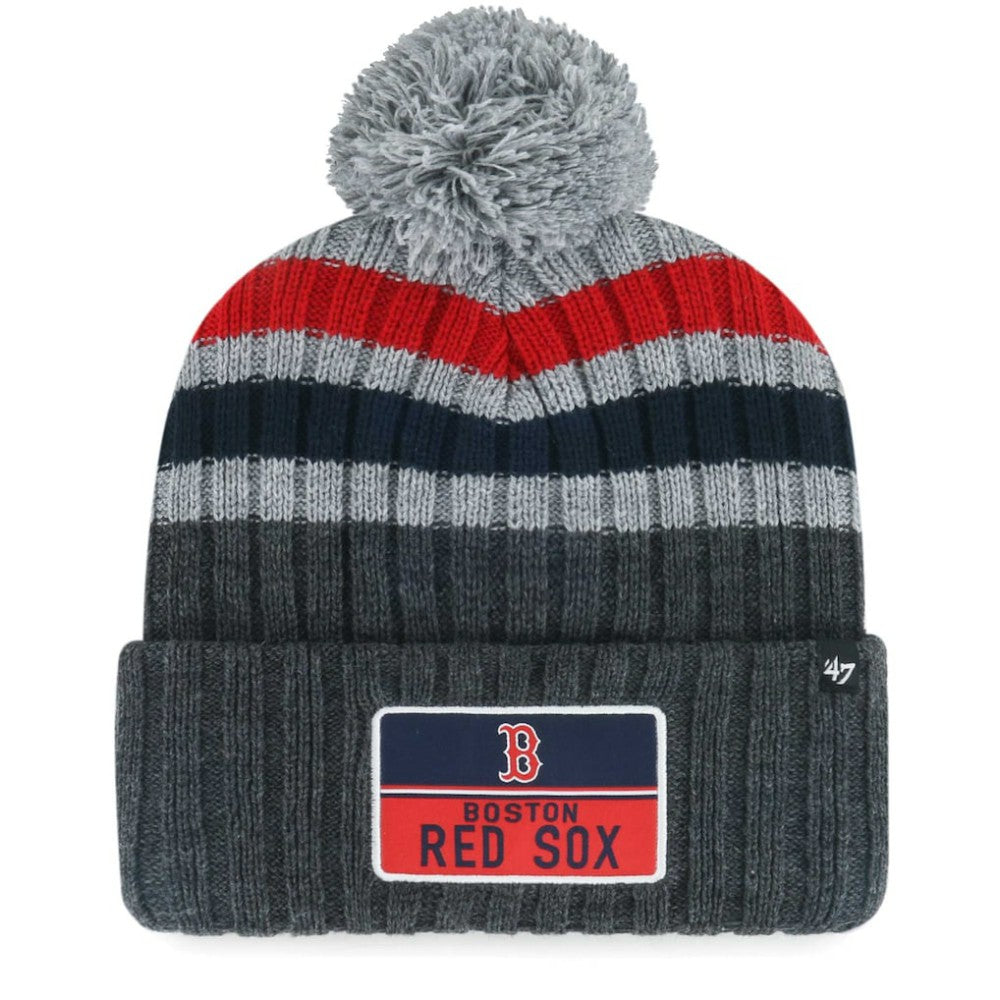 Boston Red Sox Stack Cuffed Knit Hat with Pom Gray