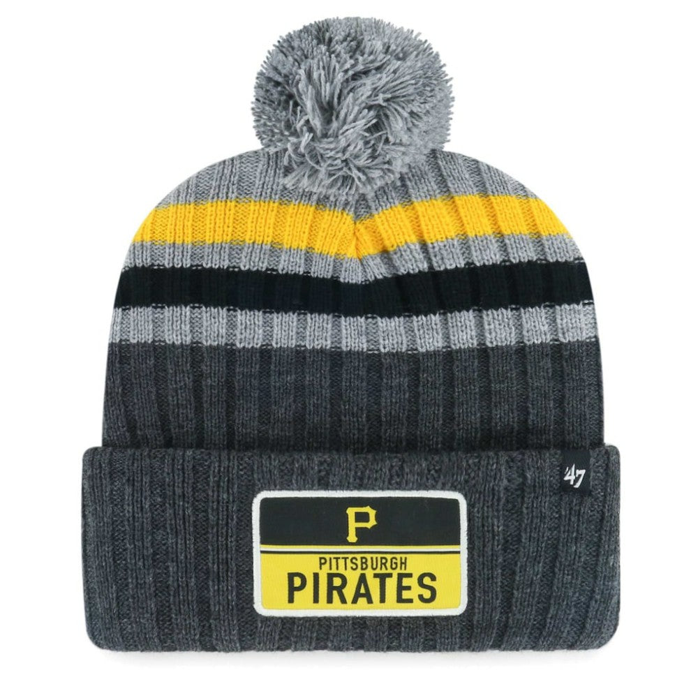 Pittsburgh Pirates Stack Cuffed Knit Hat with Pom Gray
