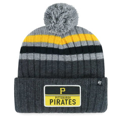 Pittsburgh Pirates Stack Cuffed Knit Hat with Pom Gray