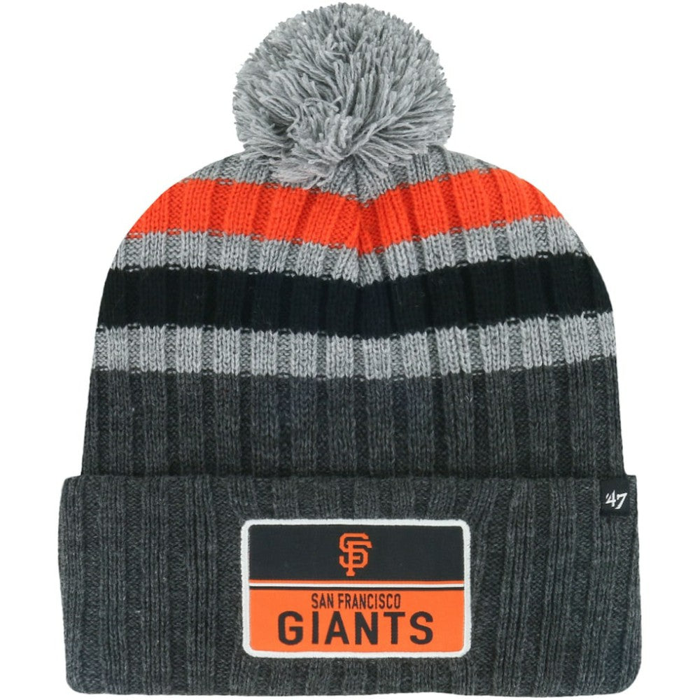 San Francisco Giants Stack Cuffed Knit Hat with Pom Gray