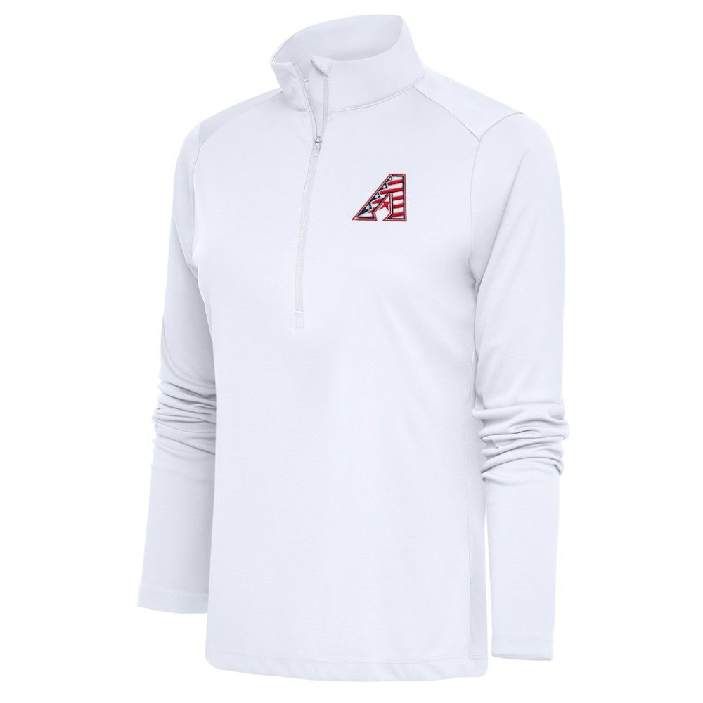 Arizona Diamondbacks Antigua Women's Patriotic Tribute Half-Zip Pullover Top White