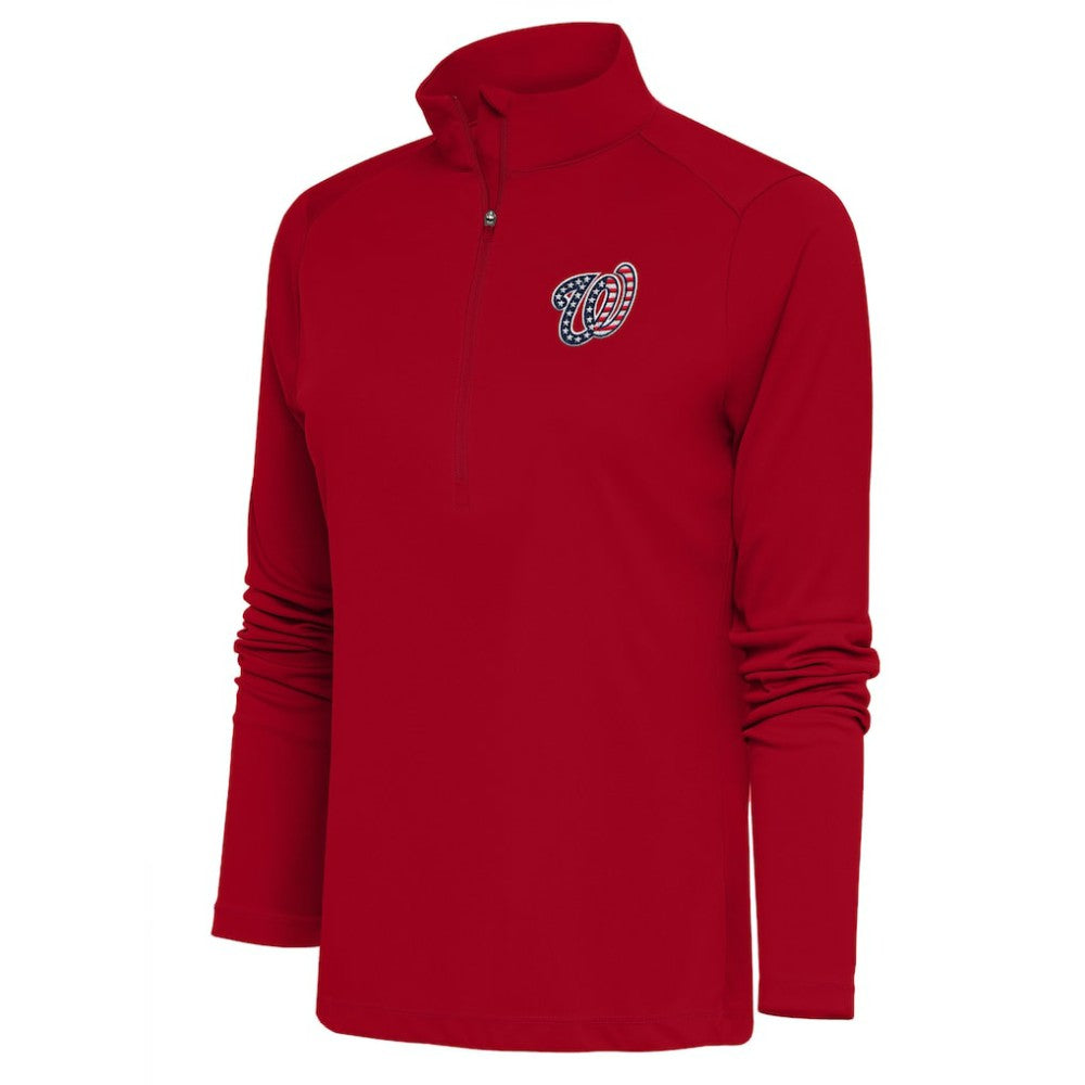 Washington Nationals Antigua Women's Patriotic Tribute Half-Zip Pullover Top Red