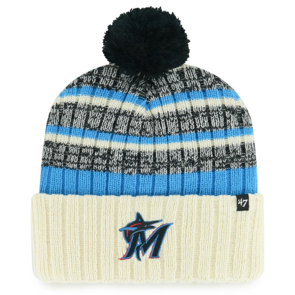 Miami Marlins Tavern Cuffed Knit Hat with Pom Natural