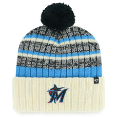 Miami Marlins Tavern Cuffed Knit Hat with Pom Natural