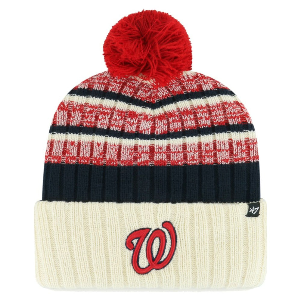 Washington Nationals Tavern Cuffed Knit Hat with Pom Natural