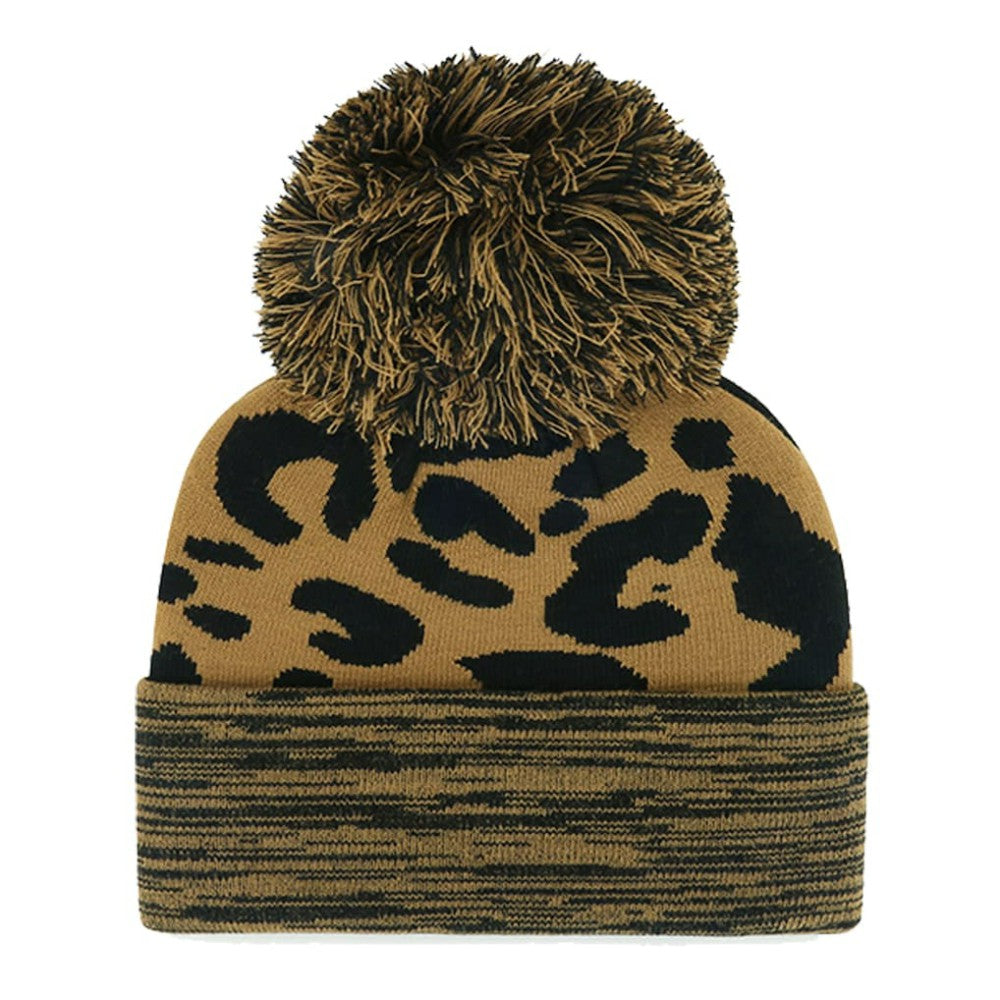 Athletics Women's Leopard Rosette Cuffed Knit Hat with Pom