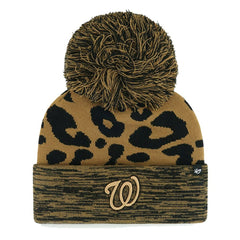 Washington Nationals Women's Leopard Rosette Cuffed Knit Hat with Pom