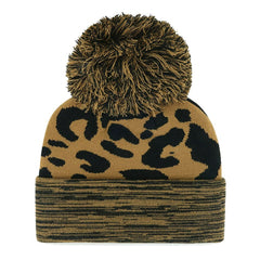Washington Nationals Women's Leopard Rosette Cuffed Knit Hat with Pom