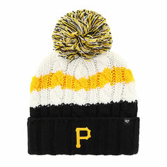 Pittsburgh Pirates Women's Ashfield Cuffed Knit Hat with Pom White/Black