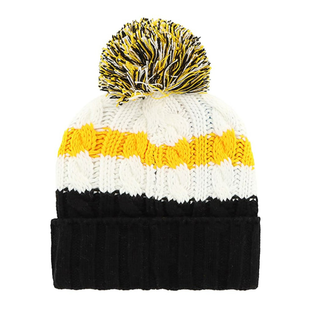 Pittsburgh Pirates Women's Ashfield Cuffed Knit Hat with Pom White/Black