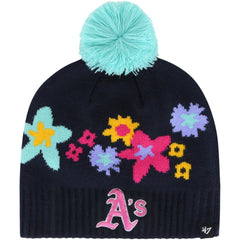 Athletics Girls Youth Buttercup Knit Beanie with Pom Navy