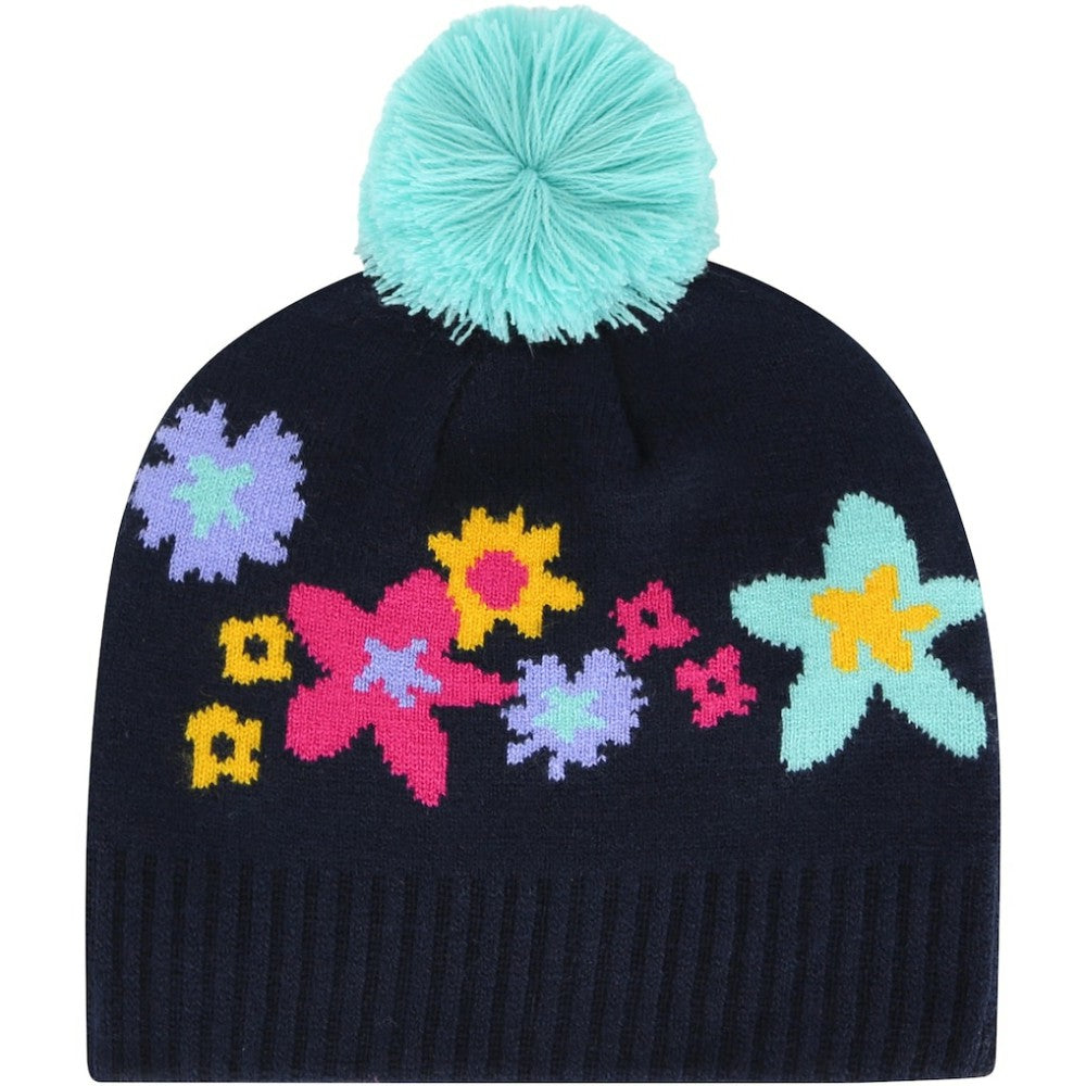Athletics Girls Youth Buttercup Knit Beanie with Pom Navy
