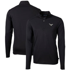 Philadelphia Eagles Cutter & Buck Gridiron Classics Big & Tall Virtue Eco Pique Recycled Quarter-Zip Pullover Top - Black cheap