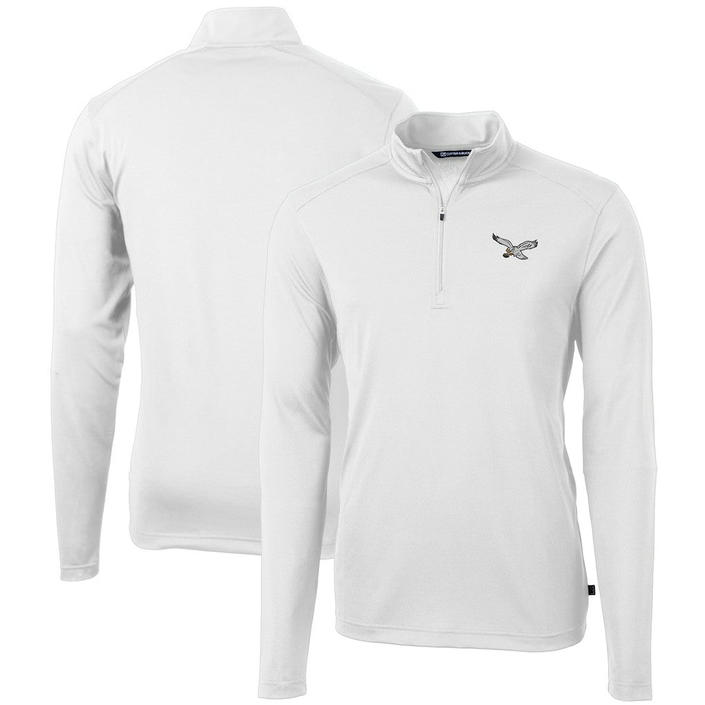 Philadelphia Eagles Cutter & Buck Gridiron Classics Big & Tall Virtue Eco Pique Recycled Quarter-Zip Pullover Top - White online
