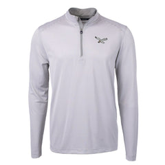 Philadelphia Eagles Cutter & Buck Gridiron Classics Big & Tall Virtue Eco Pique Micro Stripe Recycled Quarter-Zip Pullover Top - White cheap