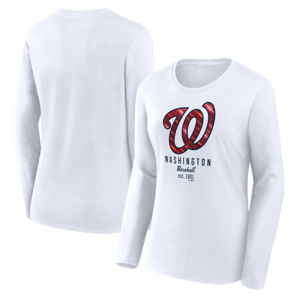 Washington Nationals Women's Lightweight Fitted Long Sleeve T-Shirt White