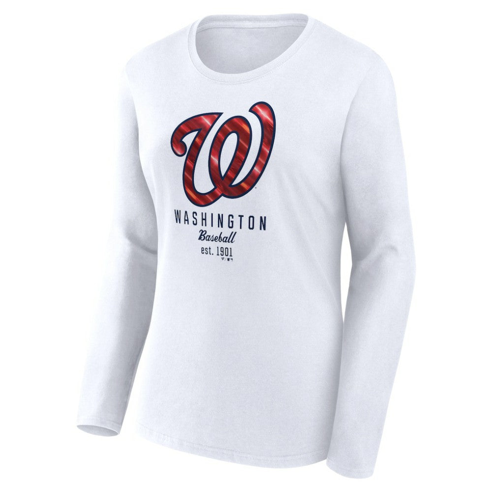 Washington Nationals Women's Lightweight Fitted Long Sleeve T-Shirt White