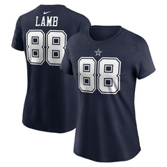 CeeDee Lamb Dallas Cowboys Women's Player Name & Number T-Shirt - Navy on sale