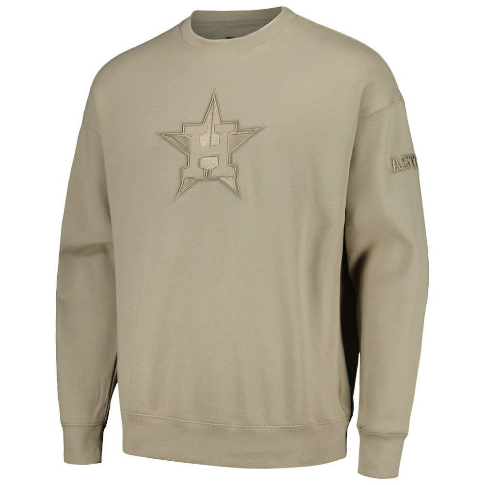 Houston Astros Pro Standard Neutral Drop Shoulder Pullover Sweatshirt Pewter