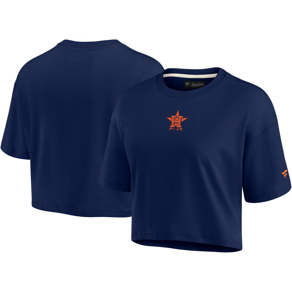 Houston Astros Women's Elements Super Soft Boxy Cropped T-Shirt Navy
