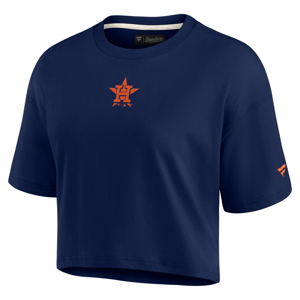 Houston Astros Women's Elements Super Soft Boxy Cropped T-Shirt Navy
