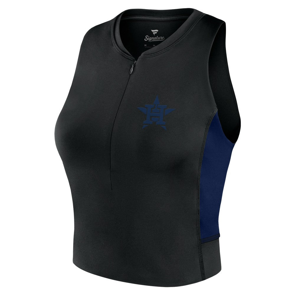 Houston Astros Women's Studio Half-Zip Fitted Gym Tank Top Black