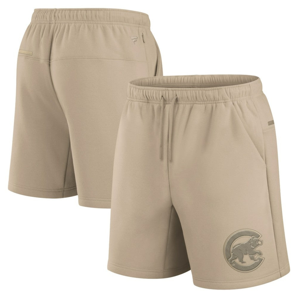 Chicago Cubs Unisex Elements Super Soft Fleece Shorts Khaki