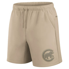 Chicago Cubs Unisex Elements Super Soft Fleece Shorts Khaki