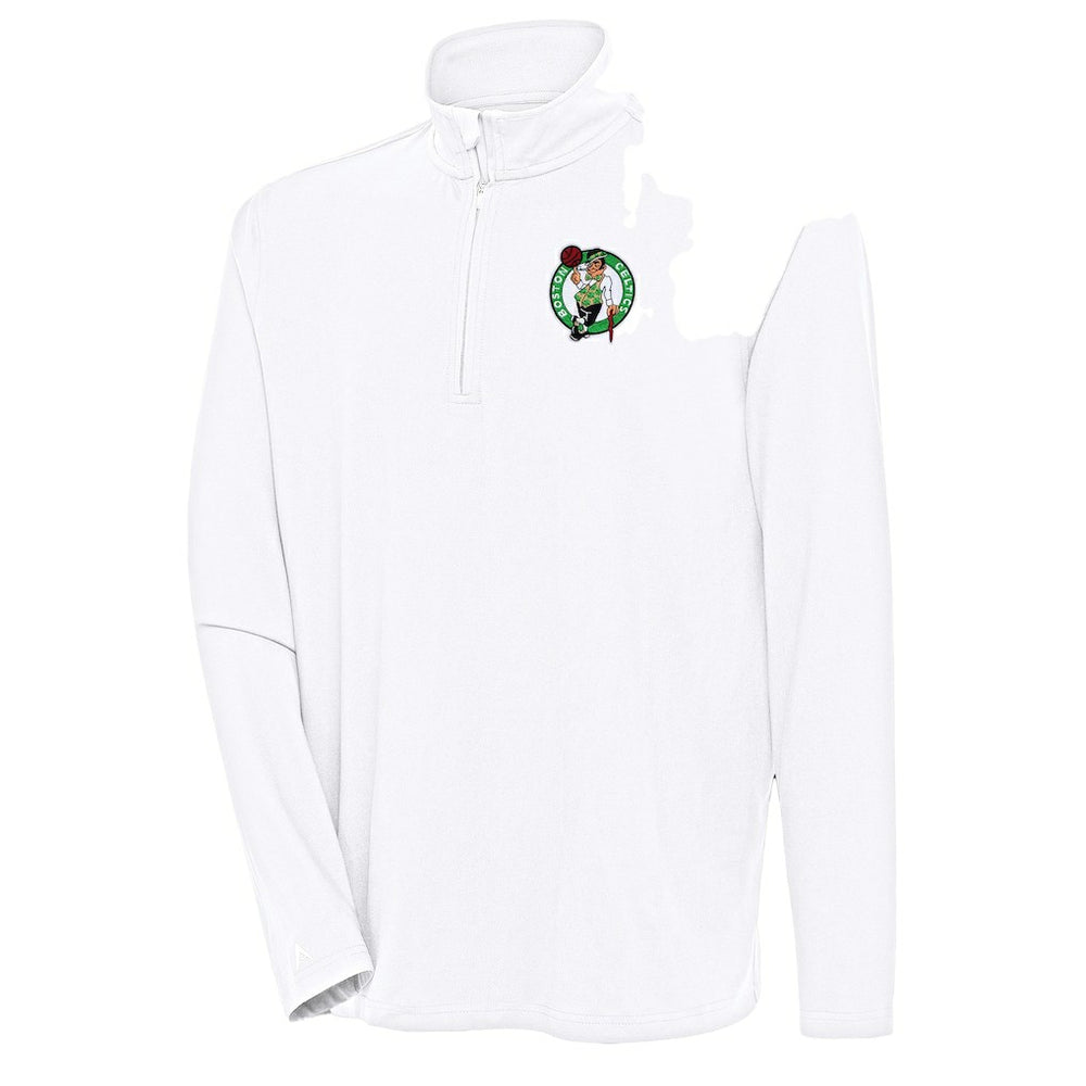 Boston Celtics Antigua Hunk Quarter-Zip Pullover Top - White for sale
