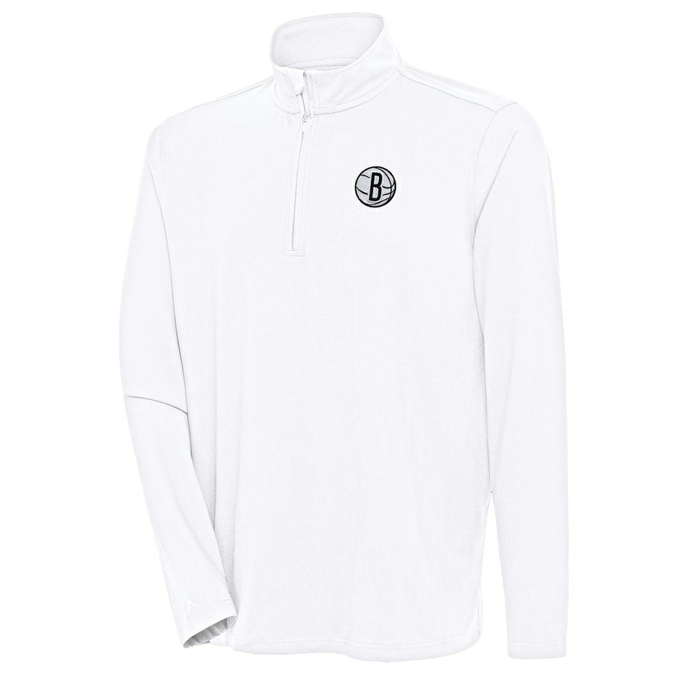 Brooklyn Nets Antigua Hunk Quarter-Zip Pullover Top - White discount