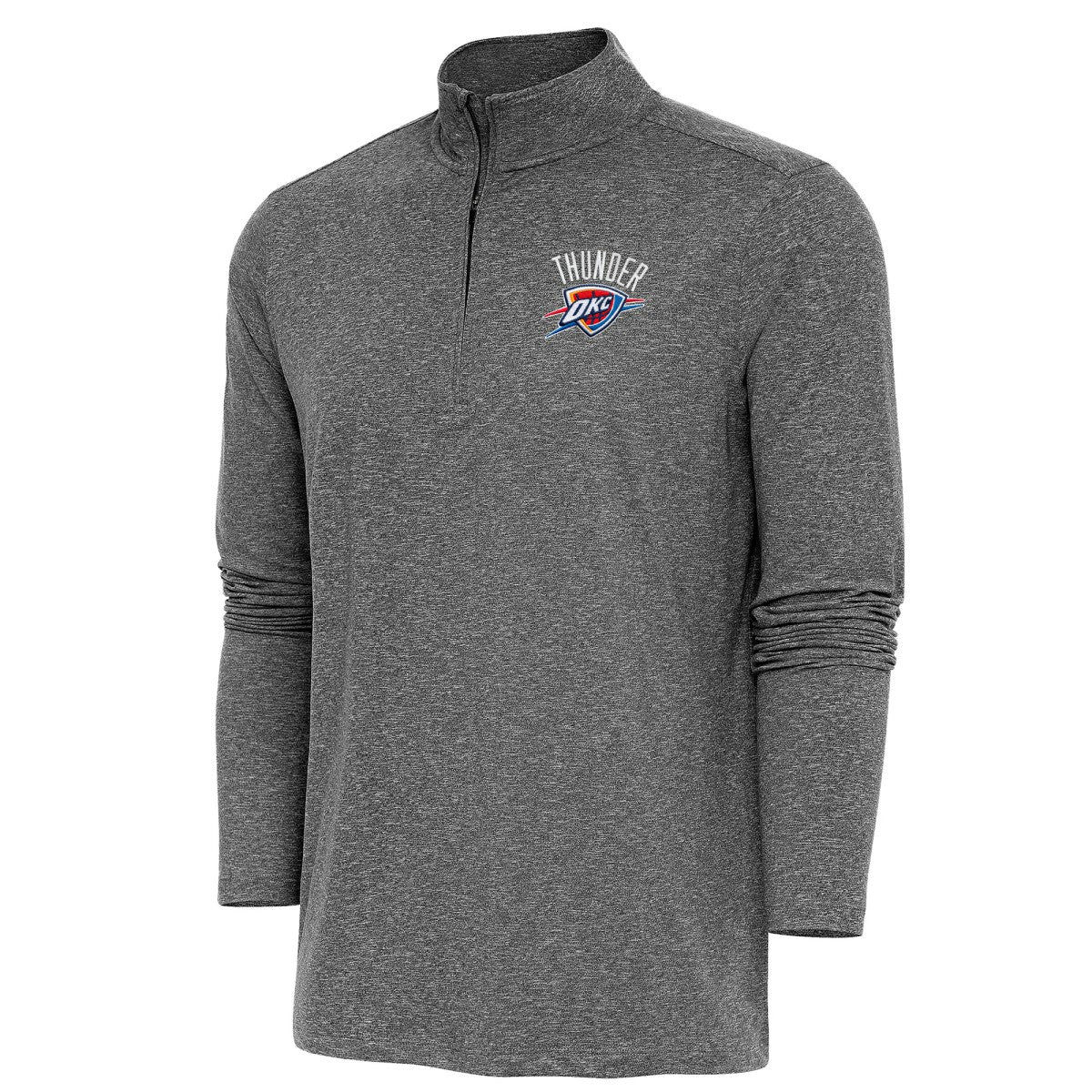 Oklahoma City Thunder Antigua Hunk Quarter-Zip Pullover Top - Heather Black for sale