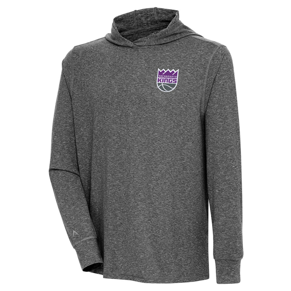 Sacramento Kings Antigua Saga Long Sleeve Hoodie T-Shirt - Heather Black for sale