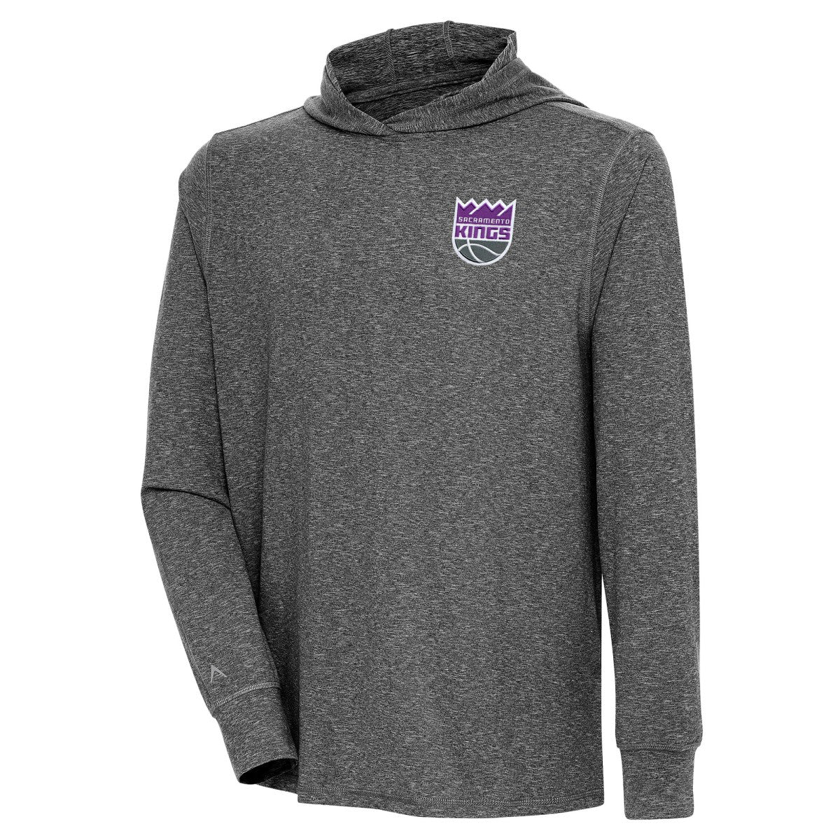 Sacramento Kings Antigua Saga Long Sleeve Hoodie T-Shirt - Heather Black for sale
