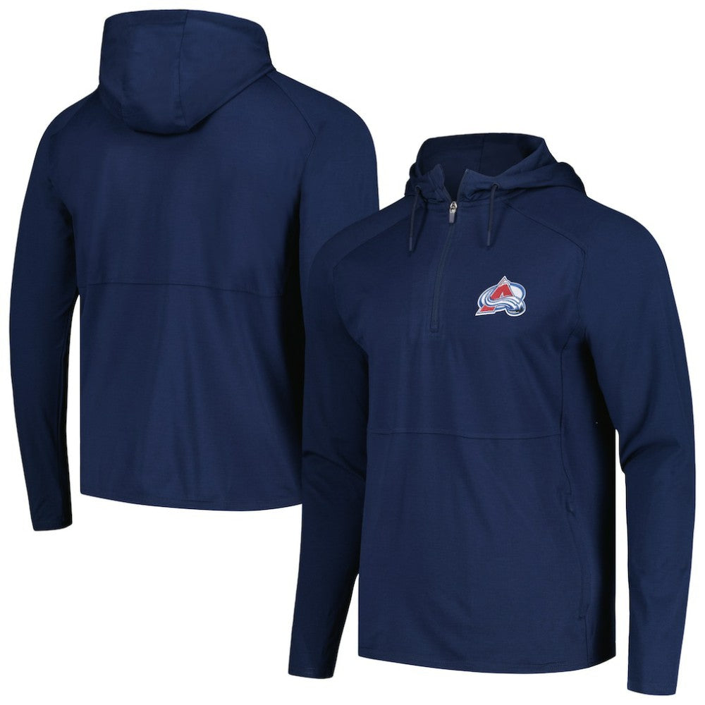 Colorado Avalanche Antigua Spikes Raglan Quarter-Zip Hoodie - Heather Navy Hoodies