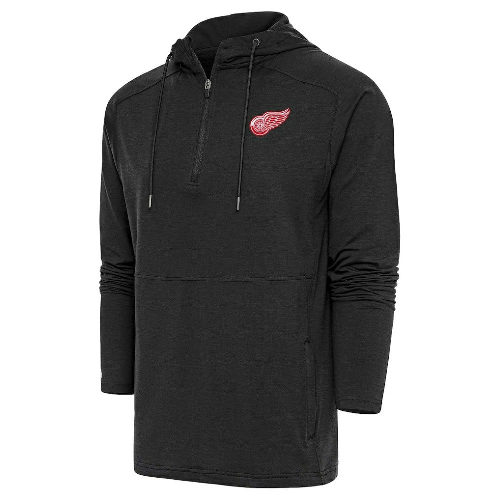 Detroit Red Wings Antigua Spikes Raglan Quarter-Zip Hoodie - Heather Black Hoodies