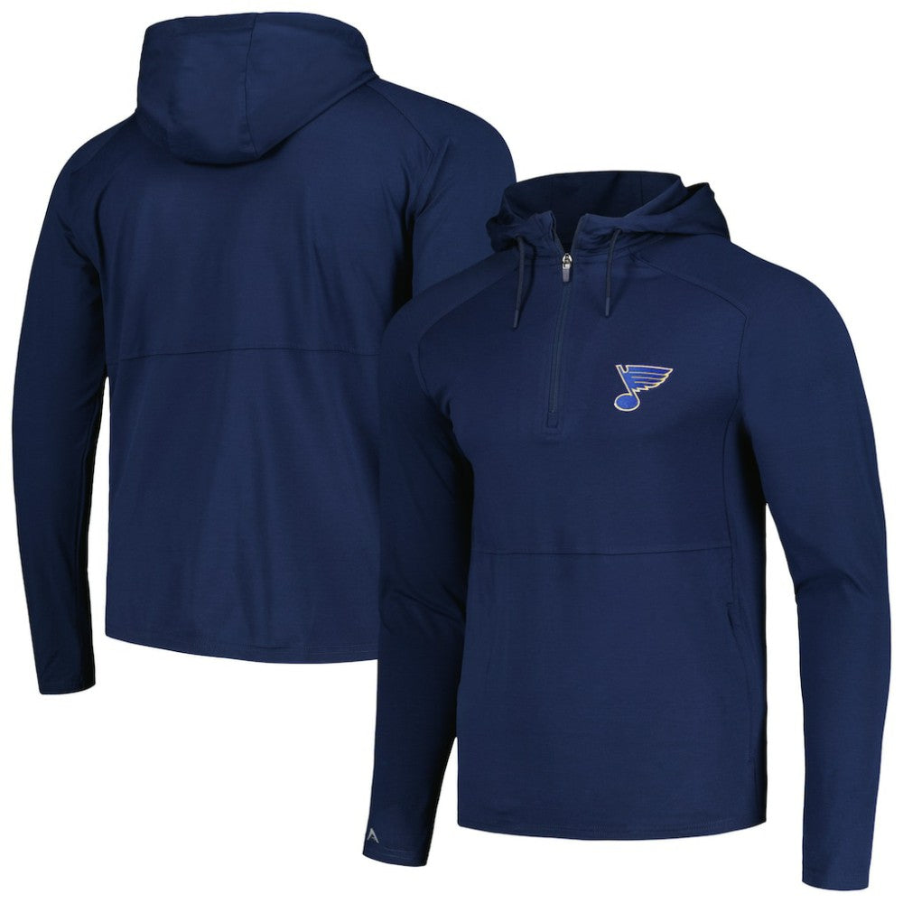 St. Louis Blues Antigua Spikes Raglan Quarter-Zip Hoodie - Heather Navy Hoodies