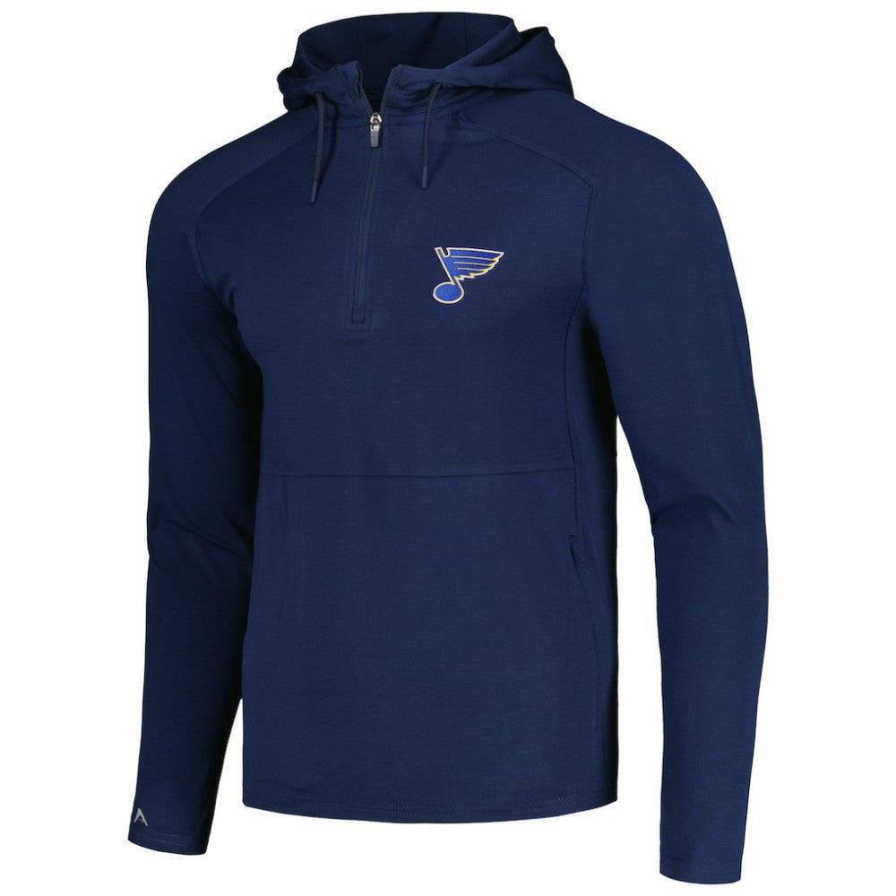 St. Louis Blues Antigua Spikes Raglan Quarter-Zip Hoodie - Heather Navy Hoodies
