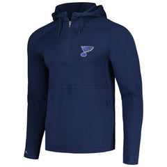 St. Louis Blues Antigua Spikes Raglan Quarter-Zip Hoodie - Heather Navy Hoodies