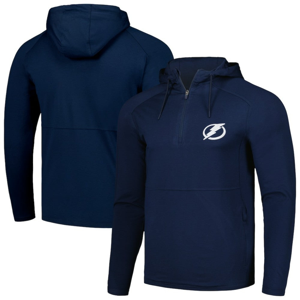 Tampa Bay Lightning Antigua Spikes Raglan Quarter-Zip Hoodie - Heather Navy Hoodies