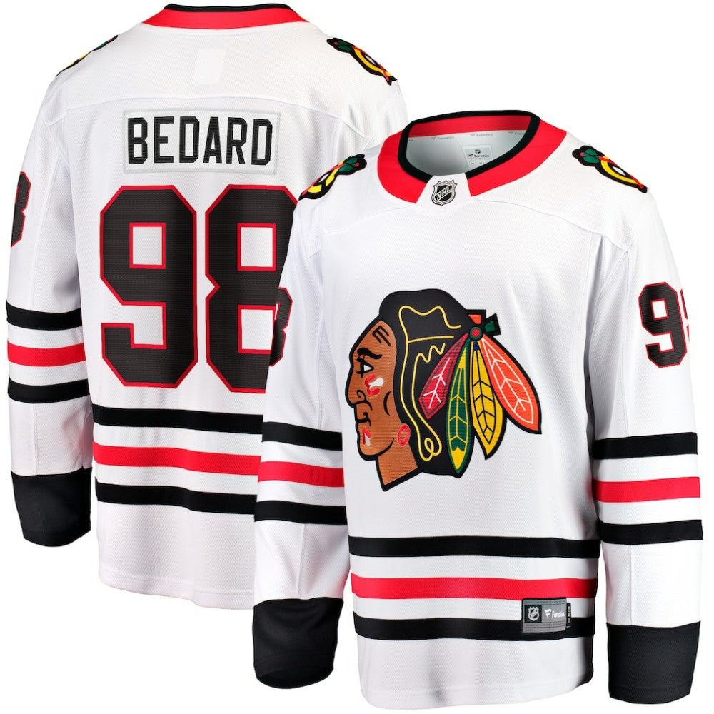Connor Bedard Chicago Blackhawks Fanatics Away Breakaway Player Jersey - White Jerseys