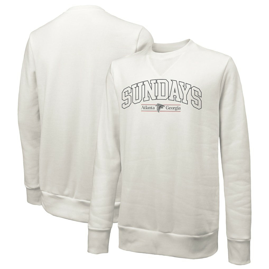 Atlanta Falcons Majestic Threads Unisex Sundays Block Letter Crewneck Pullover Sweatshirt - White online