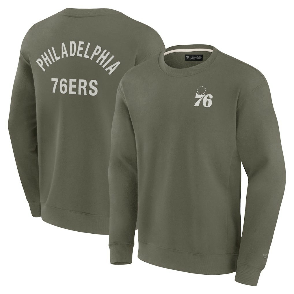 Philadelphia 76ers Unisex Elements Super Soft Fleece Pullover Sweatshirt - Olive on sale