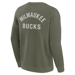Milwaukee Bucks Unisex Elements Super Soft Fleece Pullover Sweatshirt - Olive on sale