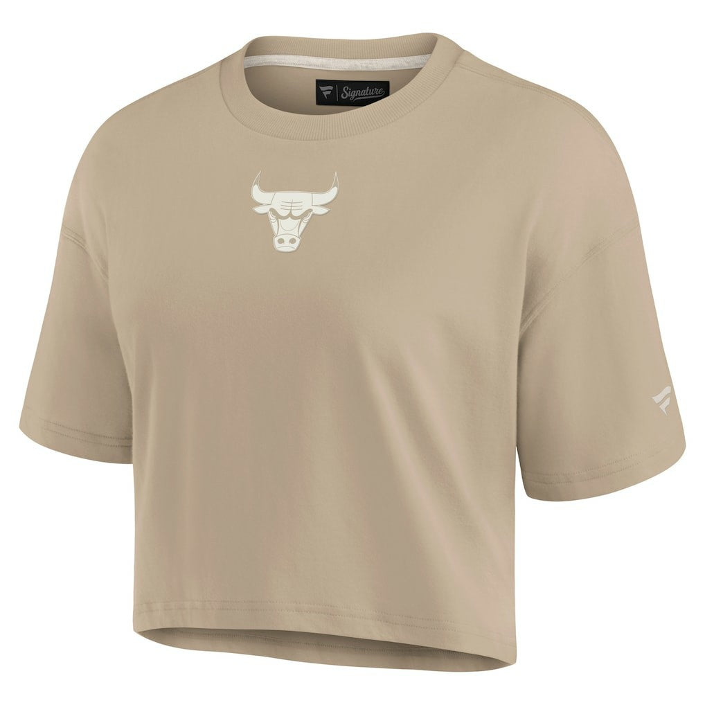 Chicago Bulls Women's Elements Super Soft Boxy Cropped T-Shirt sale - Khaki online