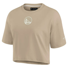 Golden State Warriors Women's Elements Super Soft Boxy Cropped T-Shirt sale - Khaki cheap