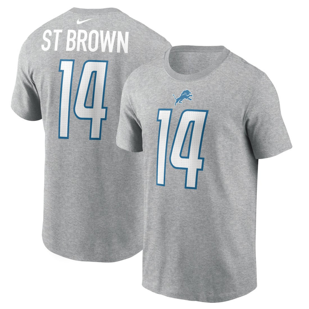 Amon-Ra St. Brown Detroit Lions Player Name & Number T-Shirt - Gray online