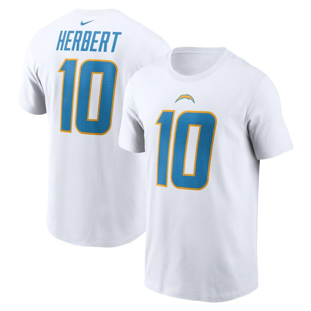 Justin Herbert Los Angeles Chargers Player Name & Number T-Shirt - White sale