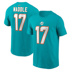 Jaylen Waddle Miami Dolphins Player Name & Number T-Shirt - Aqua for sale